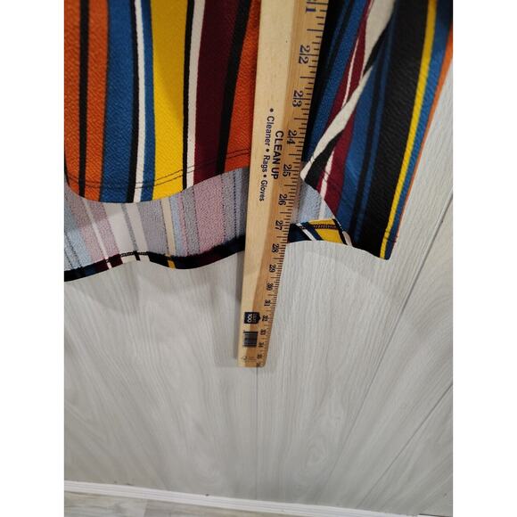 Goddess Shirt Multicolor Striped V Neck Tasseled Plus Long Sleeve Women's 1X - Picture 7 of 8